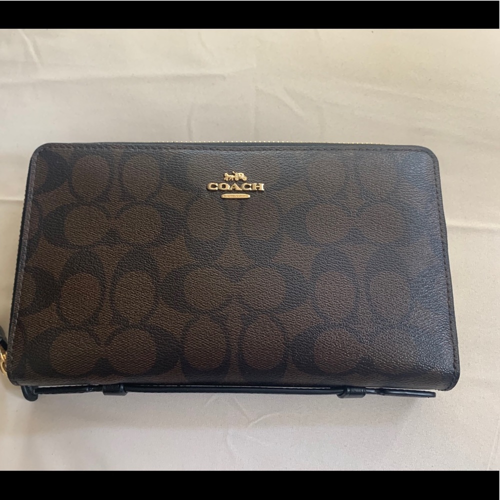 COACH DOUBLE ZIP TRAVEL WALLET IN SIGNATURE CANVAS